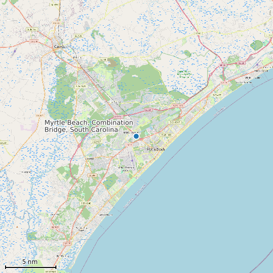 Map of Myrtle Beach, Combination Bridge, South Carolina Tide Prediction Station