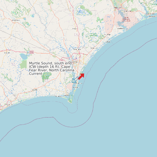 Myrtle Sound, south end, ICW (depth 16 ft), Cape Fear River, North Carolina Current map