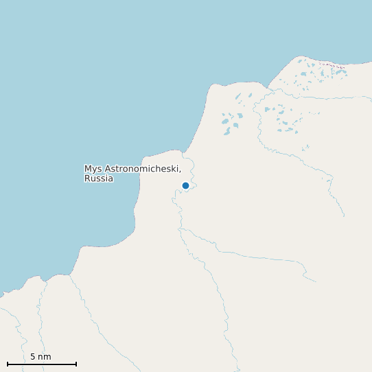 Map of Mys Astronomicheski, Russia Tide Prediction Station