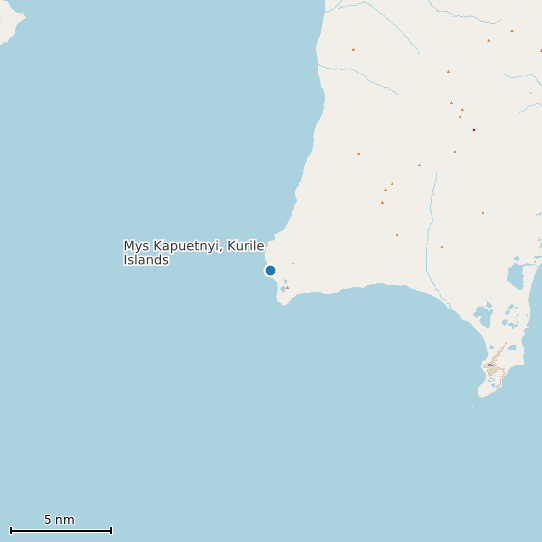 Map of Mys Kapuetnyi, Kurile Islands Tide Prediction Station