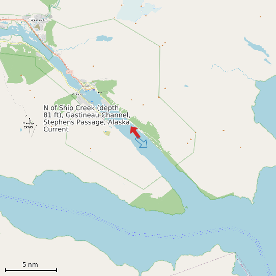 Map of N of Ship Creek (depth 81 ft), Gastineau Channel, Stephens Passage, Alaska Current Prediction Station