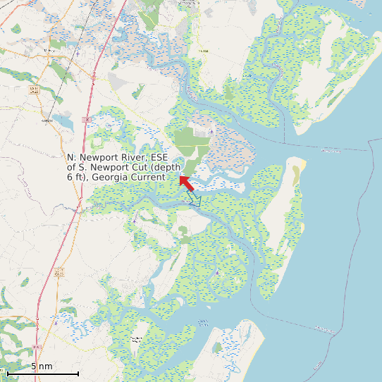 Map of N. Newport River, ESE of S. Newport Cut (depth 6 ft), Georgia Current Prediction Station