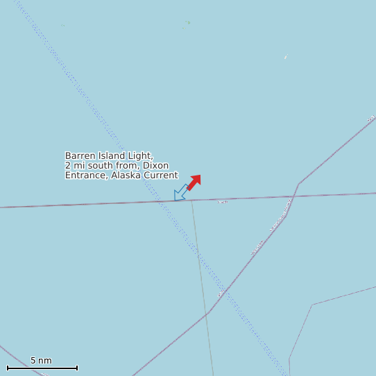 Map of Barren Island Light, 2 mi south from, Dixon Entrance, Alaska Current Prediction Station