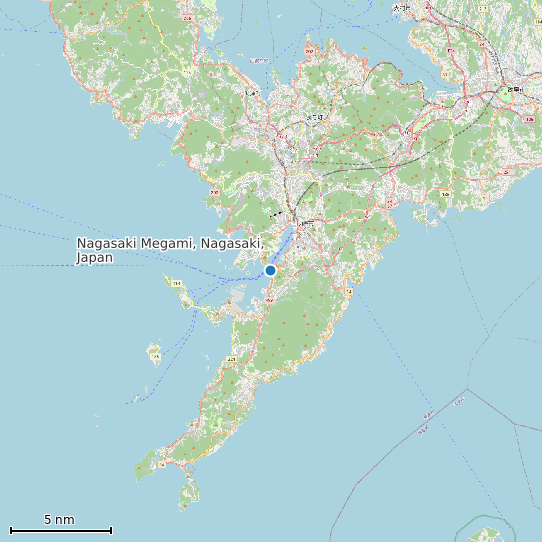 Map of Nagasaki Megami, Nagasaki, Japan Tide Prediction Station