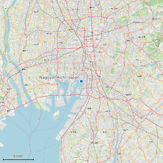 Map of Nagoya, Aichi, Japan Tide Prediction Station