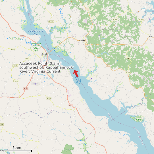 Map of Accaceek Point, 0.3 mi southwest of, Rappahannock River, Virginia Current Prediction Station
