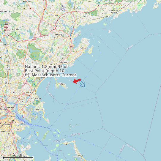 Map of Nahant, 1.8 nmi NE of East Point (depth 10 ft), Massachusetts Current Prediction Station