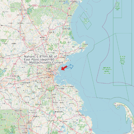 Map of Nahant, 1.8 nmi NE of East Point (depth 80 ft), Massachusetts Current Prediction Station