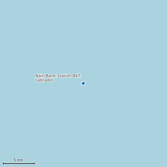 Map of Nain Bank Station 847, Labrador Tide Prediction Station