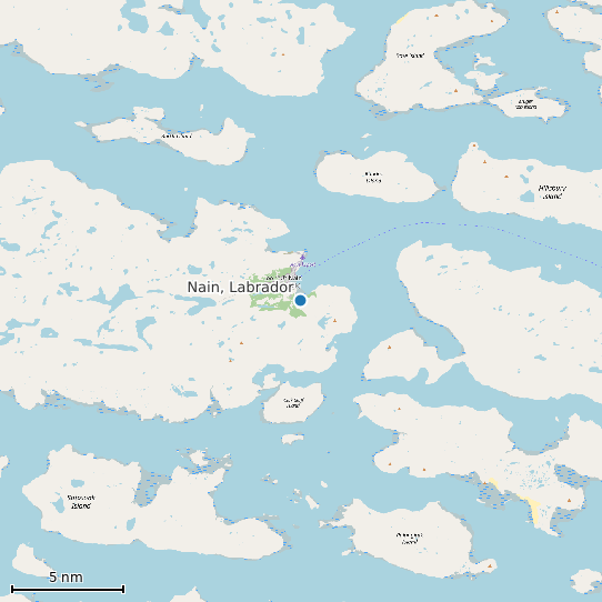Map of Nain, Labrador Tide Prediction Station
