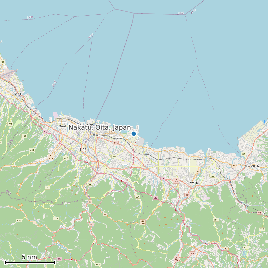 Map of Nakatu, Oita, Japan Tide Prediction Station
