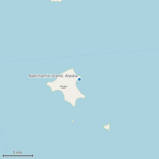 Map of Nakchamik Island, Alaska Tide Prediction Station