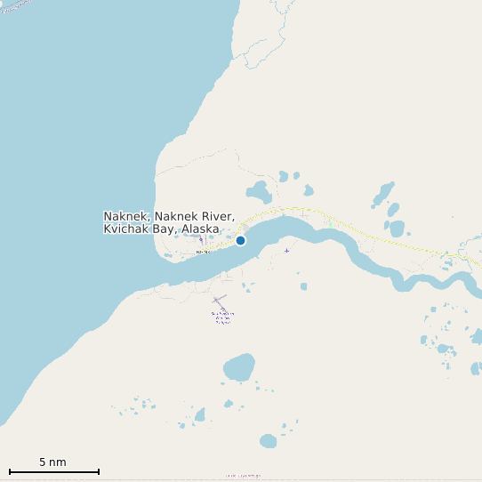 Map of Naknek, Naknek River, Kvichak Bay, Alaska Tide Prediction Station