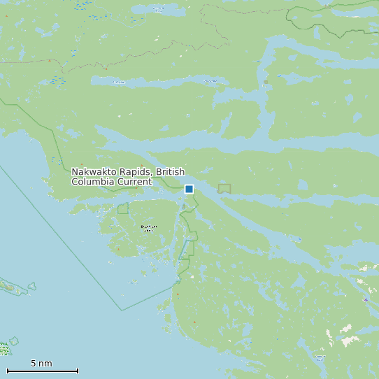Map of Nakwakto Rapids, British Columbia Current Prediction Station