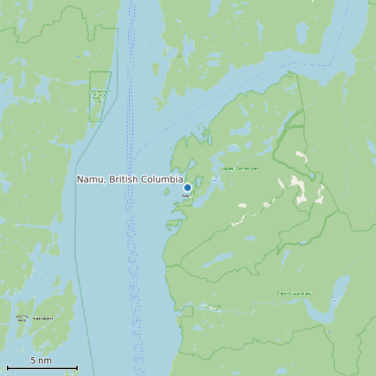 Map of Namu, British Columbia Tide Prediction Station