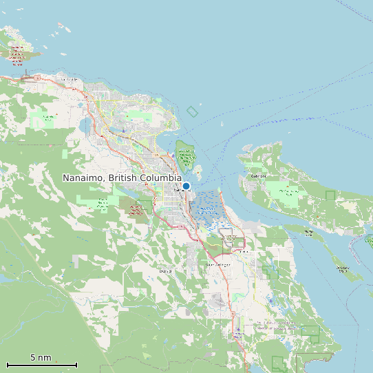 Map of Nanaimo, British Columbia Tide Prediction Station