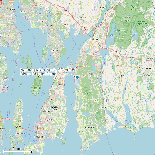 Map of Nannaquaket Neck, Sakonnet River, Rhode Island Tide Prediction Station