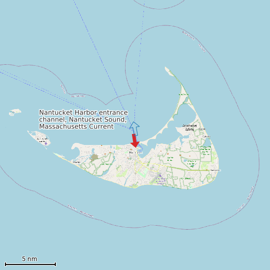 Map of Nantucket Harbor entrance channel, Nantucket Sound, Massachusetts Current Prediction Station
