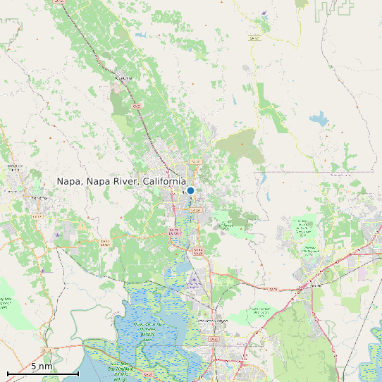 Map of Napa, Napa River, California Tide Prediction Station