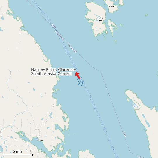 Map of Narrow Point, Clarence Strait, Alaska Current Prediction Station