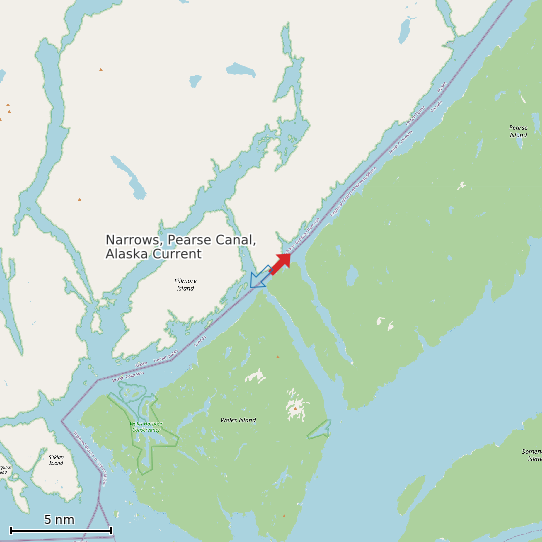 Map of Narrows, Pearse Canal, Alaska Current Prediction Station