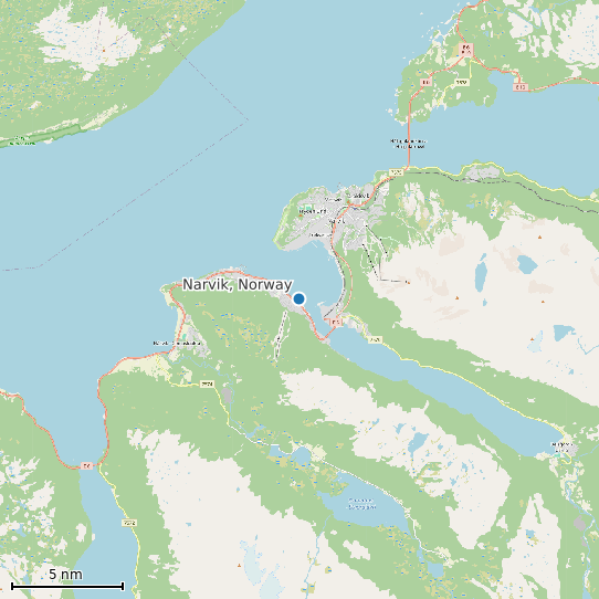 Map of Narvik, Norway Tide Prediction Station