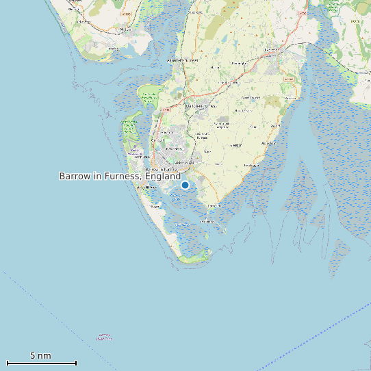 Map of Barrow in Furness, England Tide Prediction Station