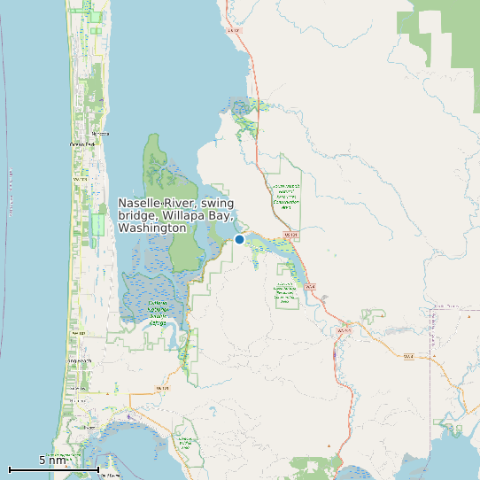 Map of Naselle River, swing bridge, Willapa Bay, Washington Tide Prediction Station