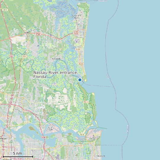 Map of Nassau River entrance, Florida Tide Prediction Station