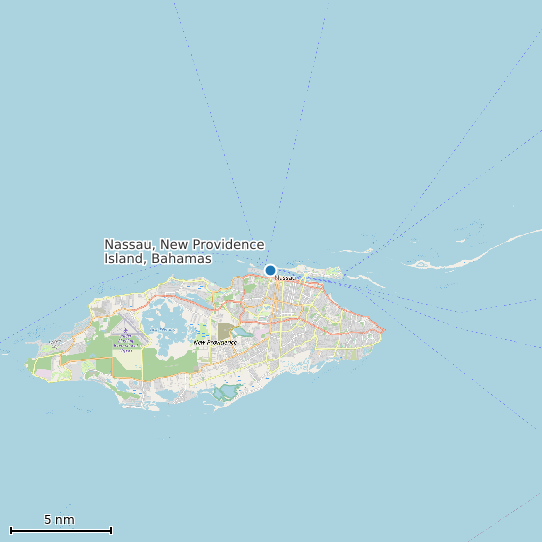 Map of Nassau, New Providence Island, Bahamas Tide Prediction Station