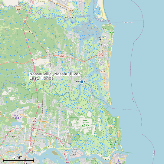 Map of Nassauville, Nassau River East, Florida Tide Prediction Station
