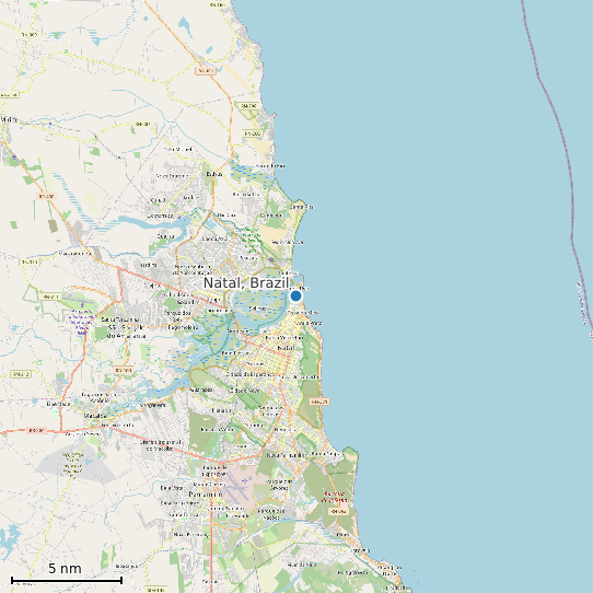 Map of Natal, Brazil Tide Prediction Station