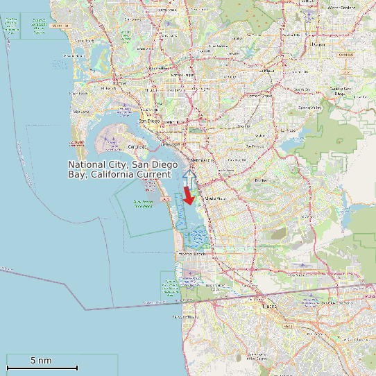 Map of National City, San Diego Bay, California Current Prediction Station