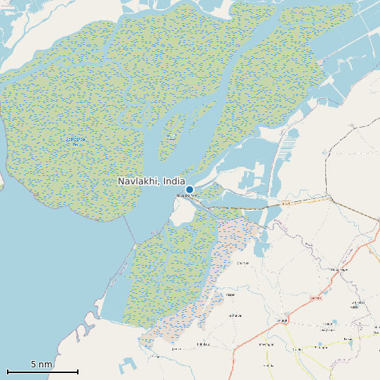 Map of Navlakhi, India Tide Prediction Station