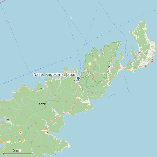 Map of Naze, Kagosima, Japan Tide Prediction Station