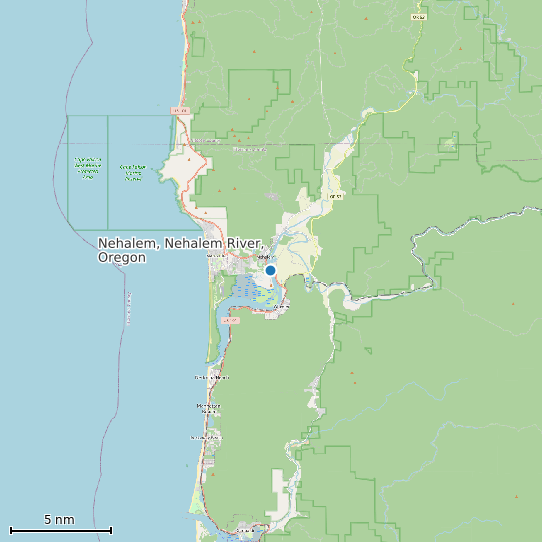 Map of Nehalem, Nehalem River, Oregon Tide Prediction Station