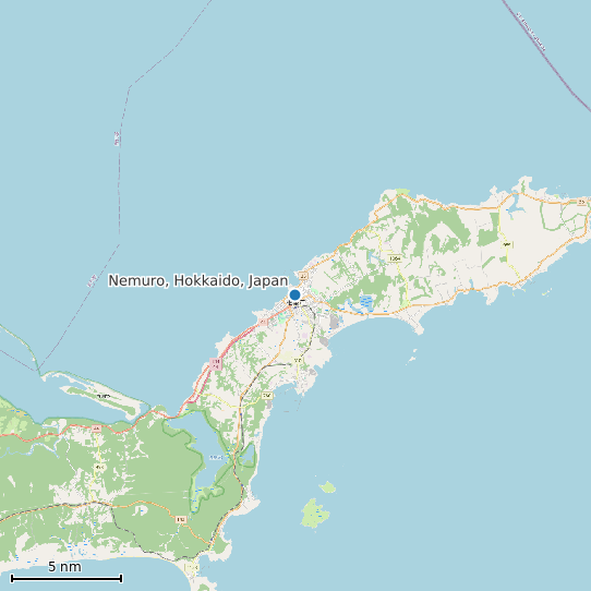Map of Nemuro, Hokkaido, Japan Tide Prediction Station