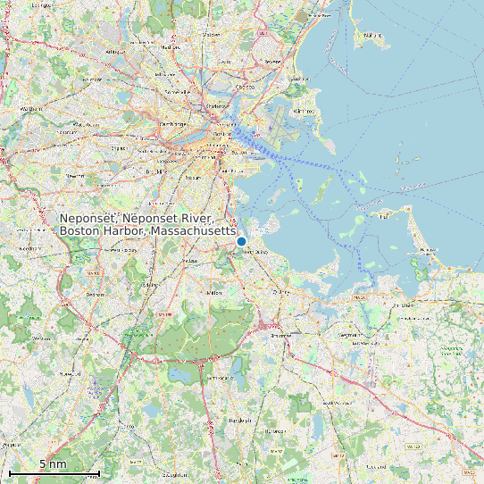 Map of Neponset, Neponset River, Boston Harbor, Massachusetts Tide Prediction Station