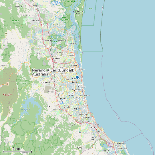 Map of Nerang River (Bundall), Australia Tide Prediction Station
