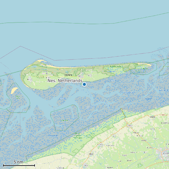 Map of Nes, Netherlands Tide Prediction Station