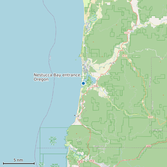 Map of Nestucca Bay entrance, Oregon Tide Prediction Station