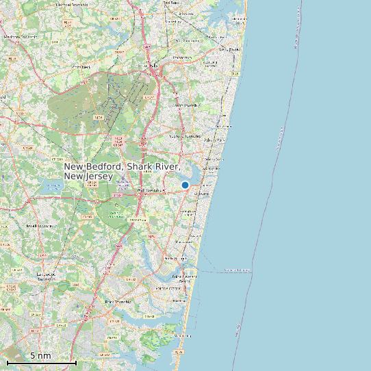Map of New Bedford, Shark River, New Jersey Tide Prediction Station