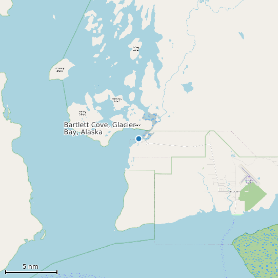 Map of Bartlett Cove, Glacier Bay, Alaska Tide Prediction Station
