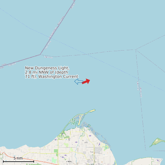 Map of New Dungeness Light, 2.8 mi NNW of (depth 71 ft), Washington Current Prediction Station