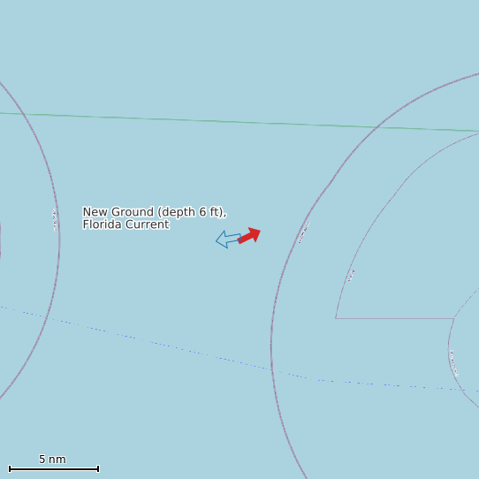 Map of New Ground (depth 6 ft), Florida Current Prediction Station