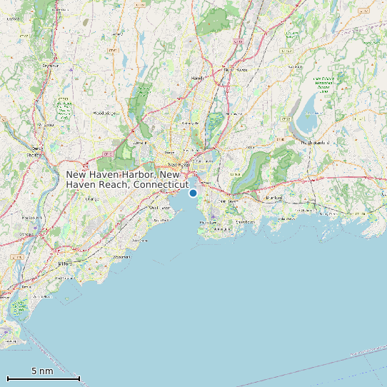 Map of New Haven Harbor, New Haven Reach, Connecticut Tide Prediction Station