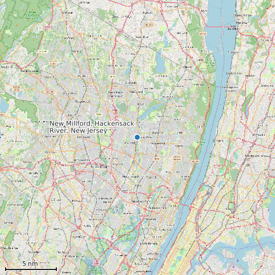 Map of New Millford, Hackensack River, New Jersey Tide Prediction Station