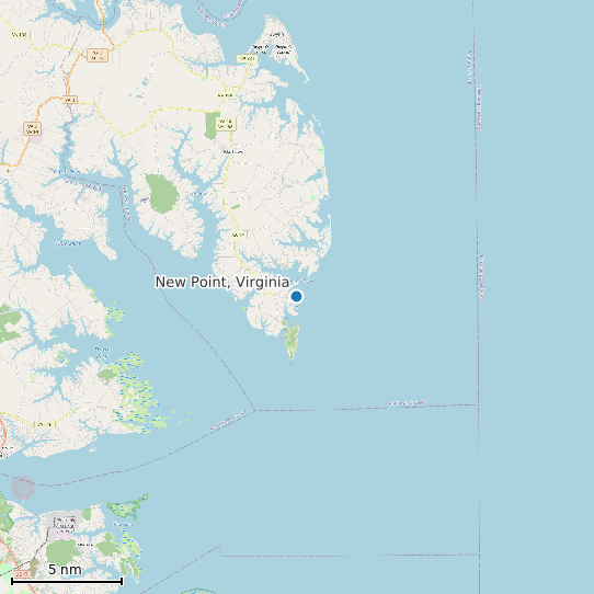 Map of New Point, Virginia Tide Prediction Station