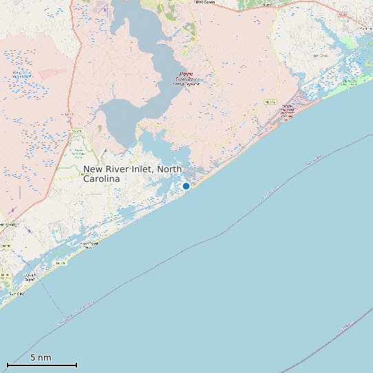 Map of New River Inlet, North Carolina Tide Prediction Station