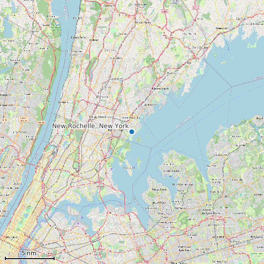 Map of New Rochelle, New York Tide Prediction Station
